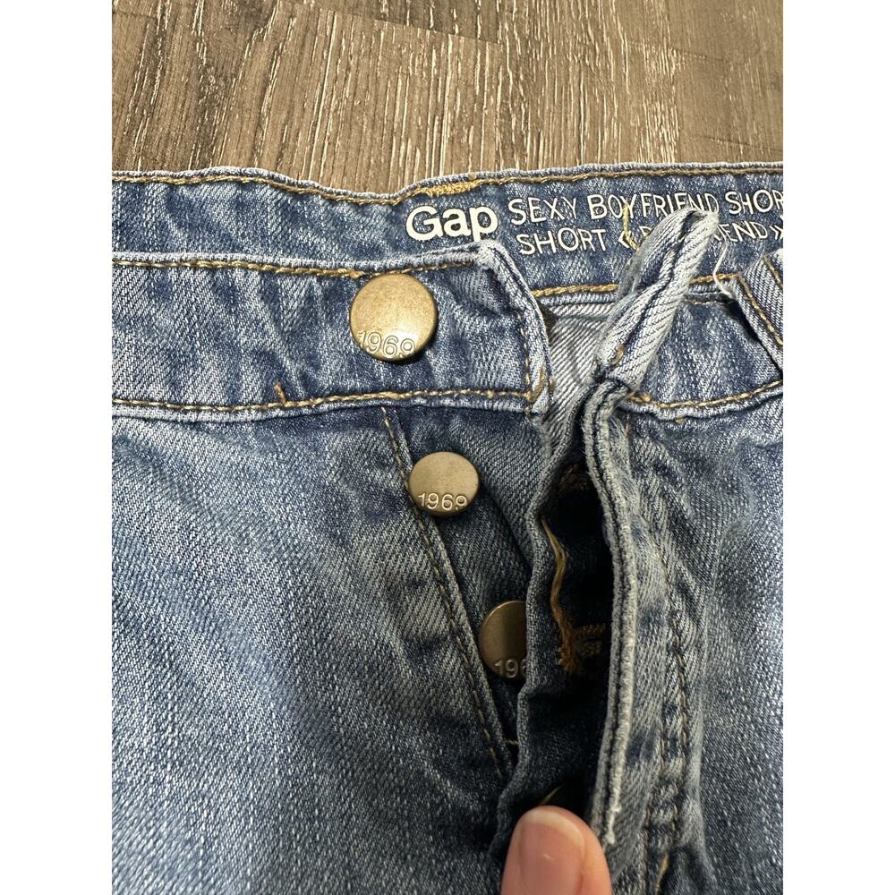 Gap Sexy Boyfriend Shorts Women’s Size 2 Distressed Cuffed Denim Blue w/ Initial - Picture 7 of 8